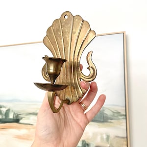 Ornate Brass Candle Sconce, Vintage Art Deco Style Wall Decor, Made in India