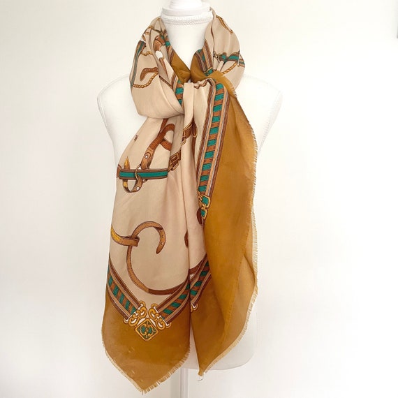 Vintage Silky BHS Scarf, Made in Italy, 1970s Equ… - image 1