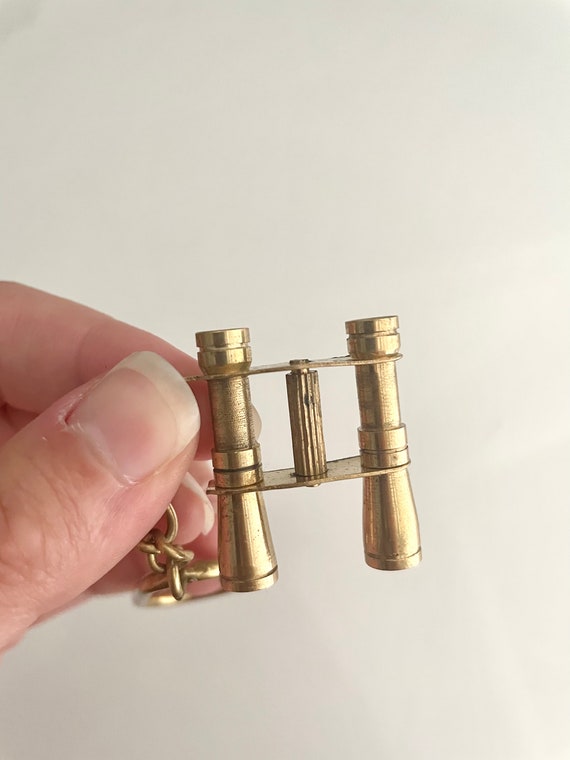 Brass Binoculars Keychain, Vintage Brass Accessories,… Gem