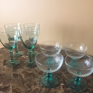 Set of 4 Vintage Glass Goblets, Vintage Bar Cart