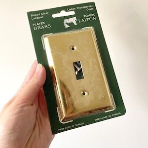 Plated Brass Light Switch Cover Plate, Single Light Switch Cover