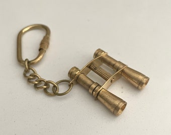 Brass Binoculars Keychain, Vintage Brass Accessories, Explorer Hiker Gift Ideas