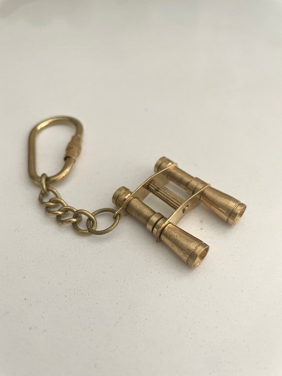 Brass Binoculars Keychain, Vintage Brass Accessories,… Gem