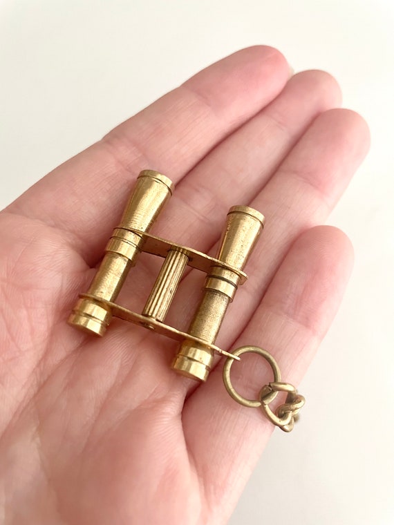 Brass Binoculars Keychain, Vintage Brass Accessories,… Gem