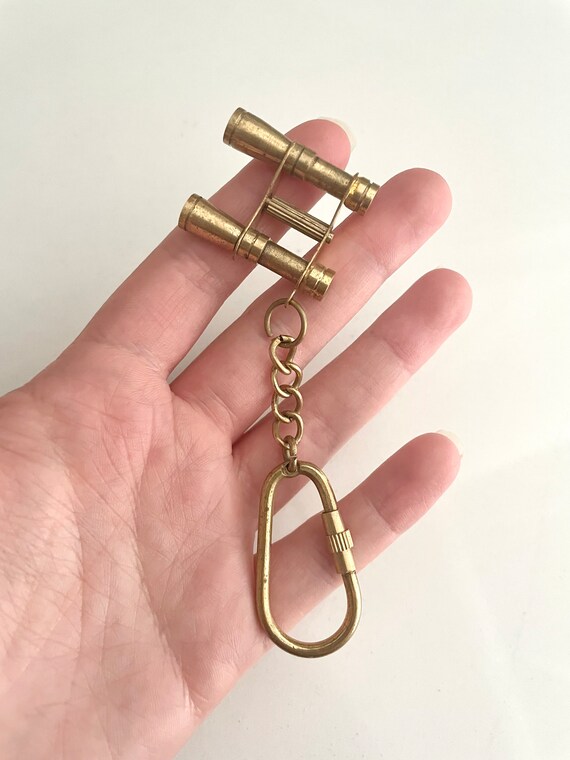 Brass Binoculars Keychain, Vintage Brass Accessories,… Gem