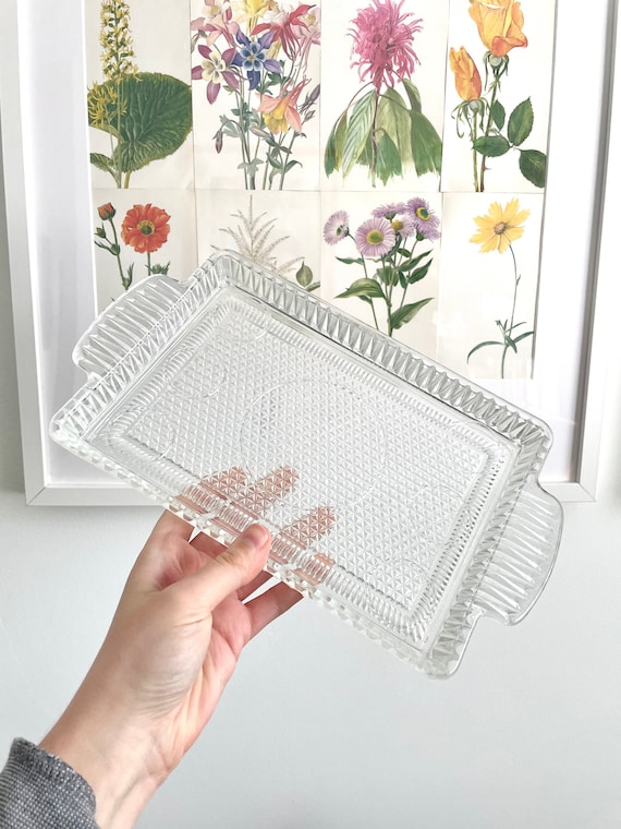 Cut Glass Vanity Dish, Vintage Trinket Dish