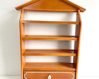 Espositore in legno Lenox Spice Village per barattoli di spezie in porcellana pregiata anni '80, cucina vintage
