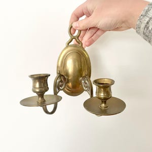 Ornate Brass Double Candle Sconce, Vintage Wall Decor
