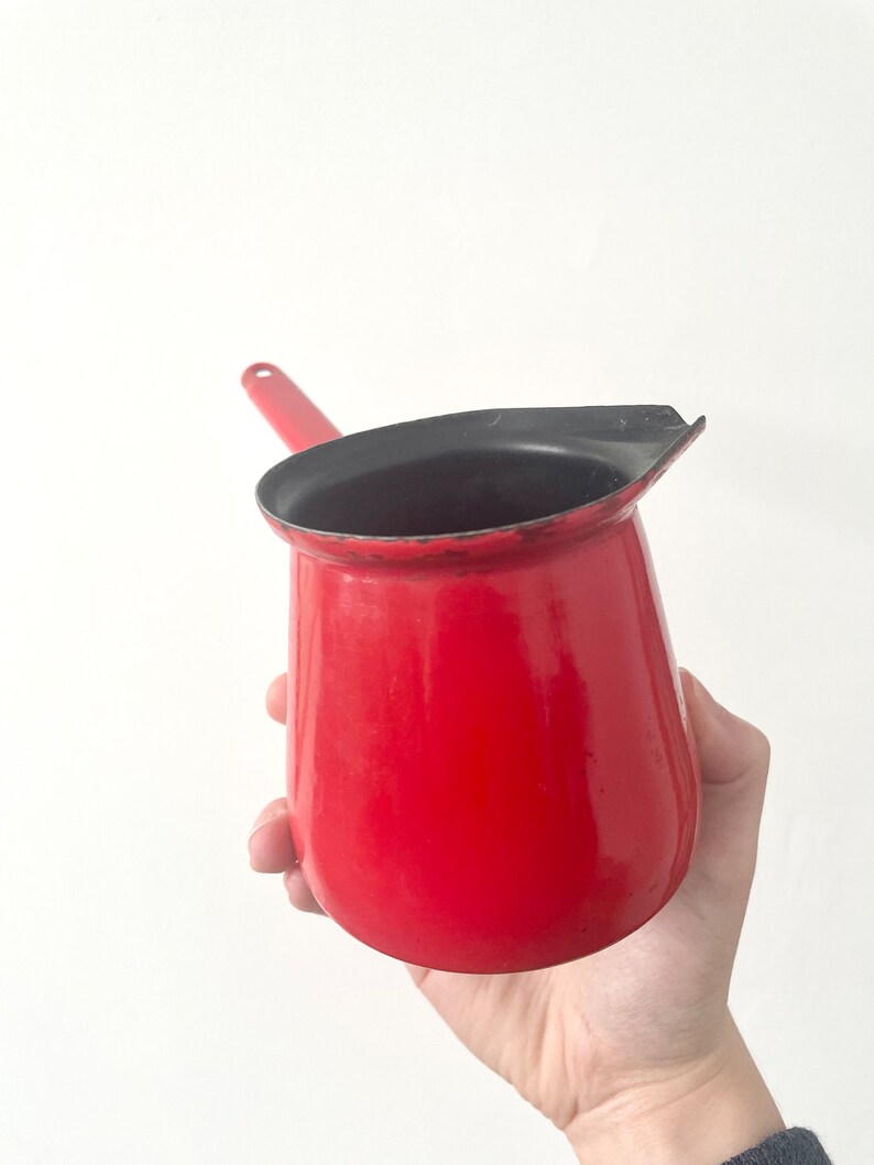 cafetière turque émaillée vintage pour cuisinière, fabriquée en Slovénie, casserole émaillée avec bec verseur image 5