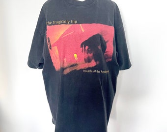トップス house on the hill gray tee 90 Rare 90s the Tragically Hip Concert T-shirt Trouble at the