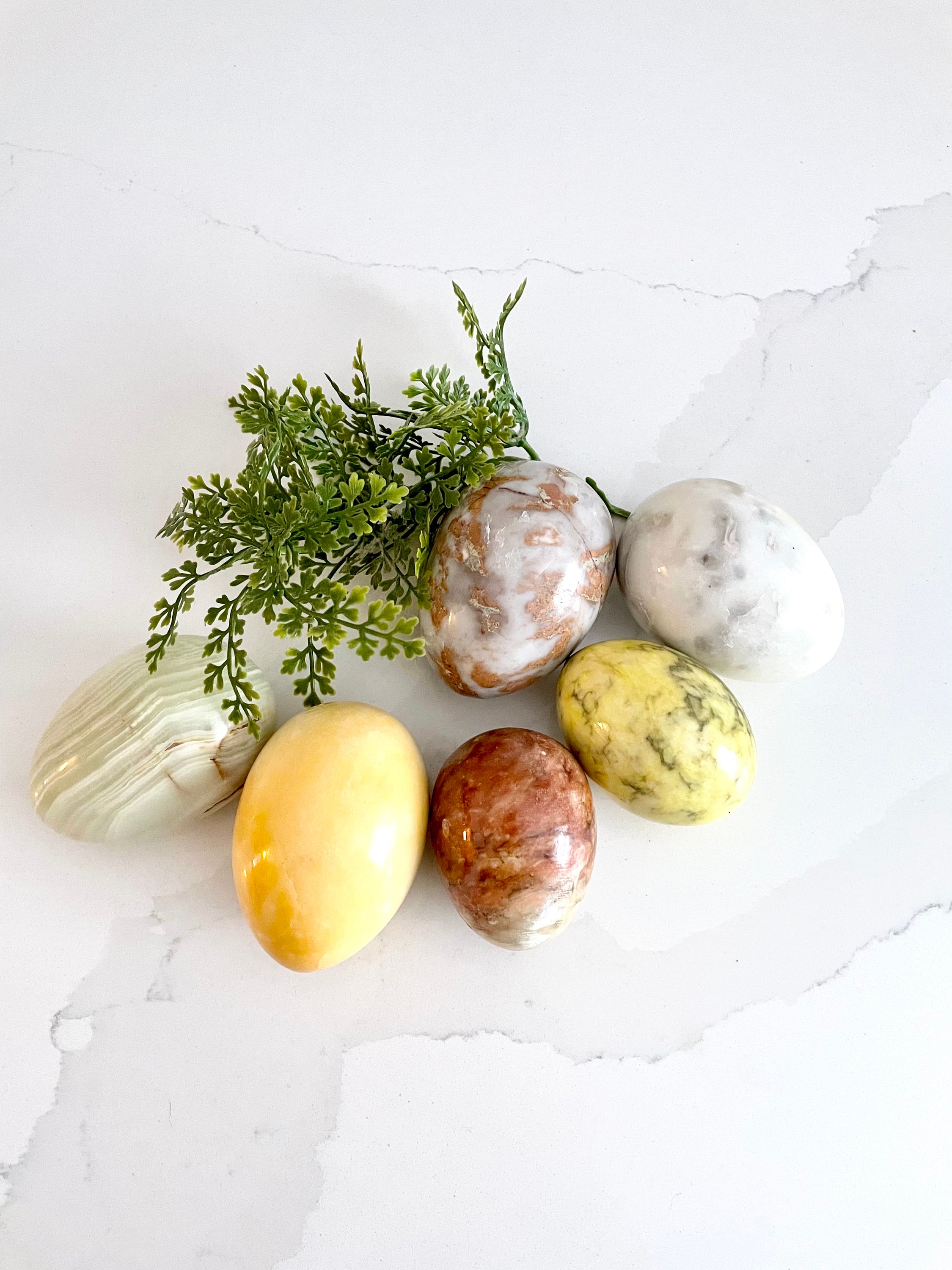 Vintage Stone Eggs, Decorative Solid Marble and Onyx Eggs
