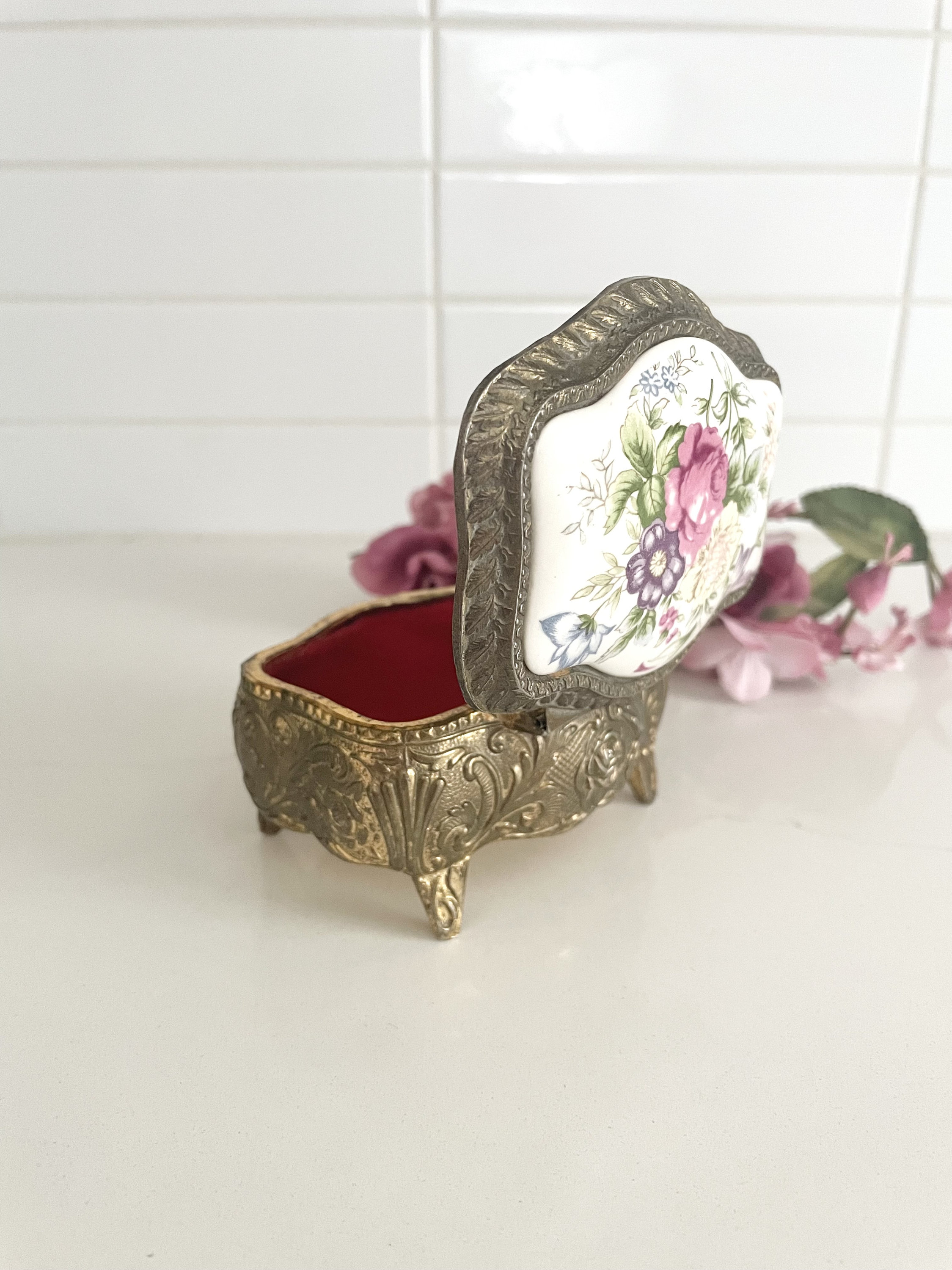 豪華クラシックBOX まとめ売り 925 Sterling Silver Floral Design 2 In1 Royal Trinket Box