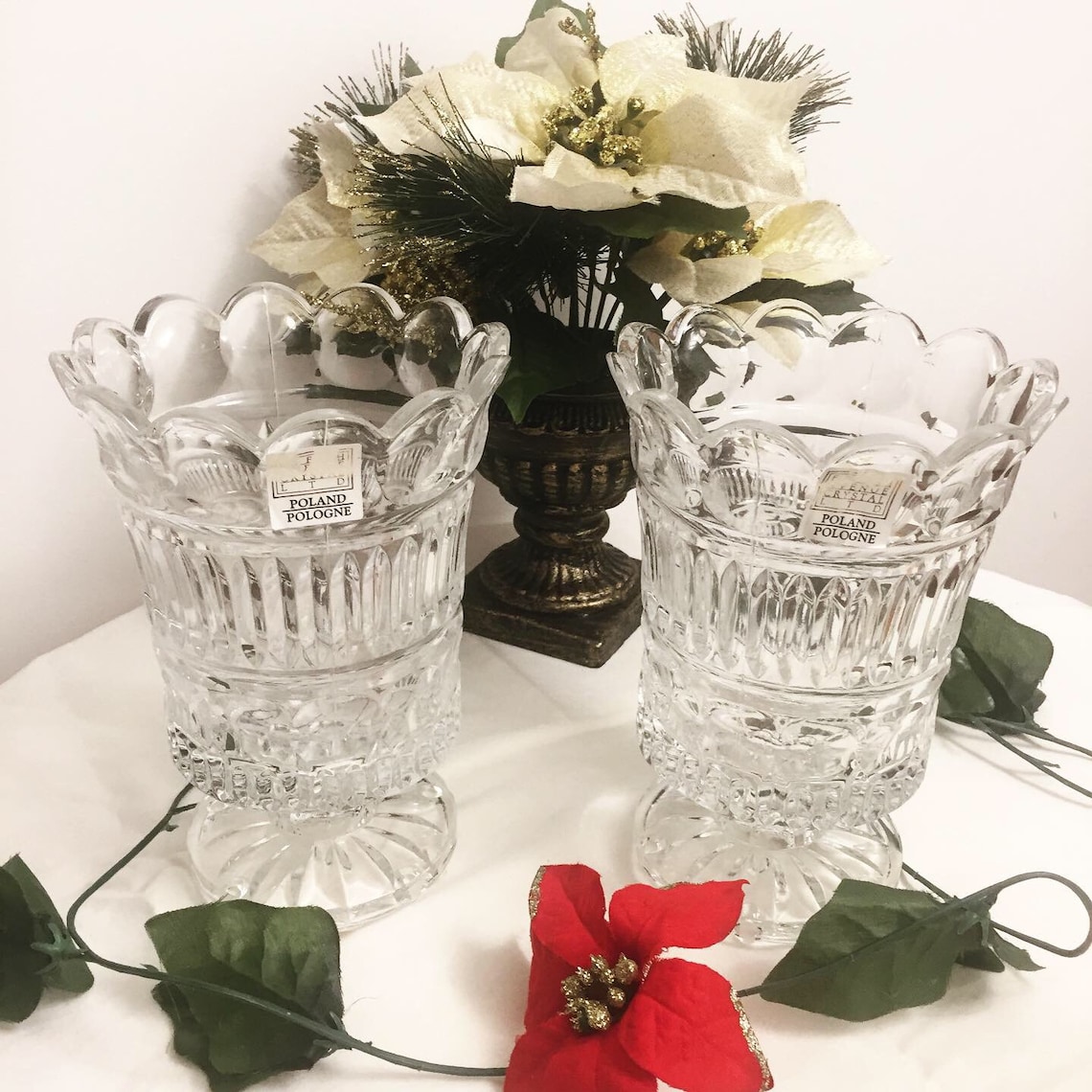 Crystal Footed Hurricane Candle Holders in Original Box Set Etsy