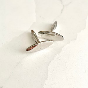 Midcentury Silver Cufflinks, Vintage Sterling Silver with Chased Leaf Design, Forstner Cufflinks