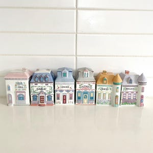 Lenox Spice Village Jars, 1980s Fine Porcelain Spice Jars, Vintage Kitchen, Individually Priced