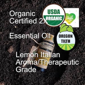 Aceite Esencial Certificado Orgánico Limón Aromaterapia Italiana/Grado Terapéutico 1 ml / .33 oz imagen 1