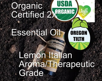 Organic Certified Essential Oil Lemon  Italian Aromatherapy/Therapeutic Grade 1 ml / .33 oz