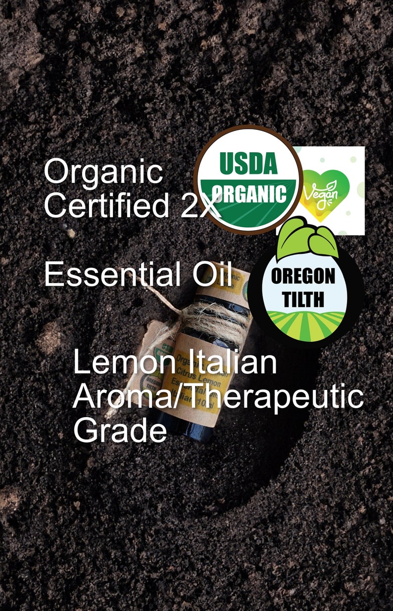 Aceite Esencial Certificado Orgánico Limón Aromaterapia Italiana/Grado Terapéutico 1 ml / .33 oz imagen 1