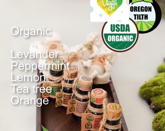 A Set of 5 Organic Certified Essential Oils…Lavender, Peppermint, Lemon, Tea tree, Orange. Aromatherapy/Therapeutic grade (5) 10ml/.33oz
