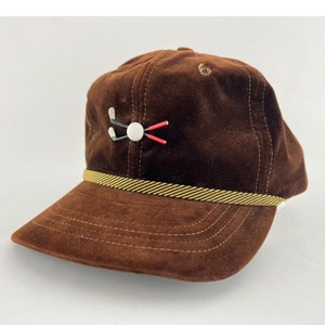 Vintage 90s Strapback, Brown Velvet Cap, Golf Hat - Etsy