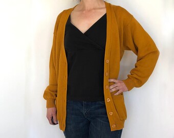 mustard yellow cardigan sweater