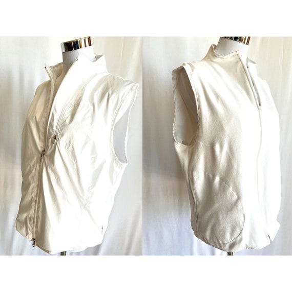 Vintage white vest, reversible golf vest, fleece … - image 1