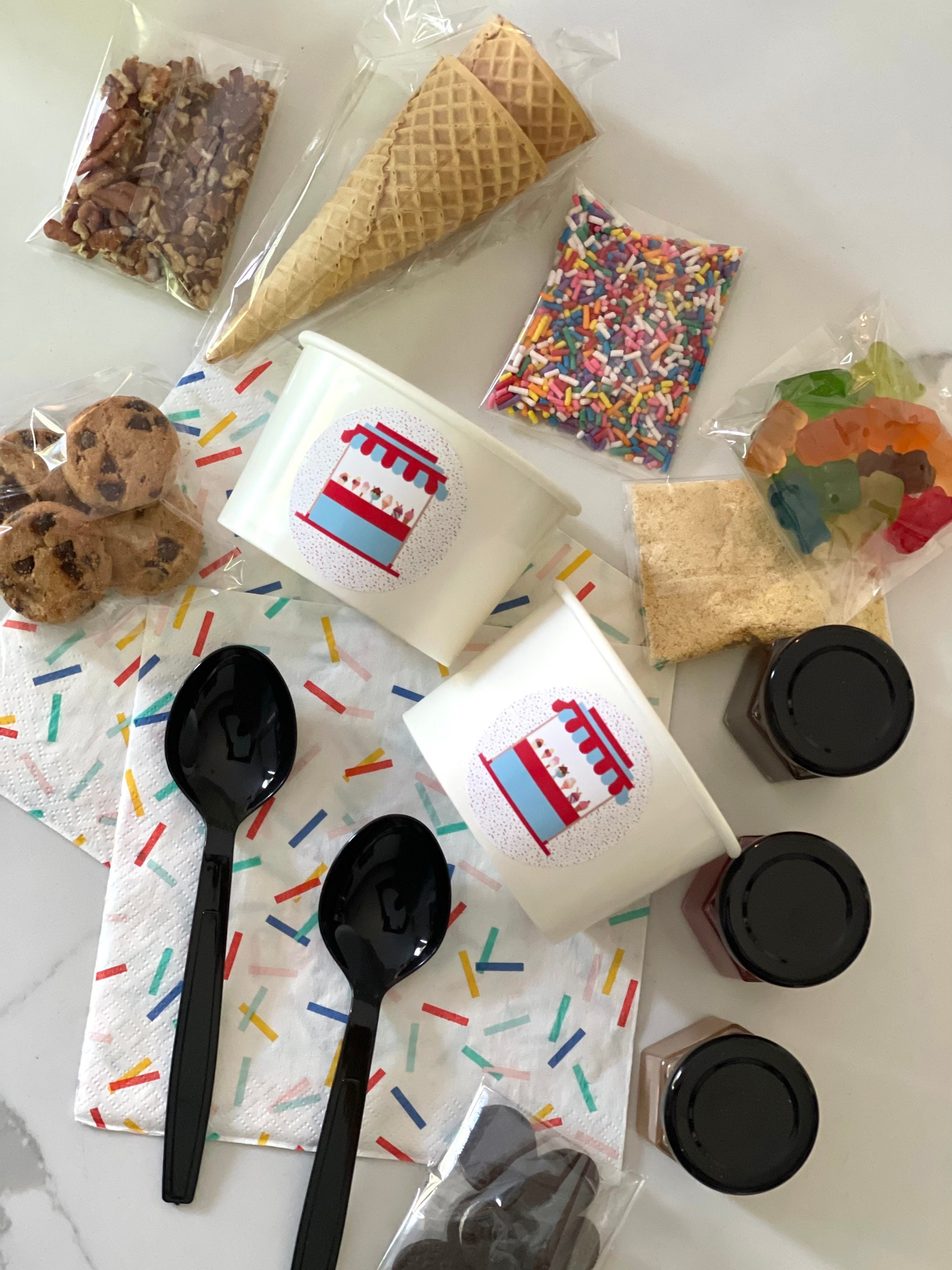 Custom Sundae Personalized Ice Cream Sundae Kit: 10 Toppings, Serving Cups - Etsy