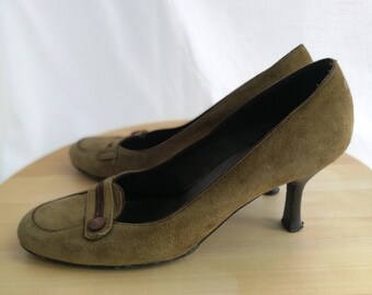 green kitten heel shoes uk