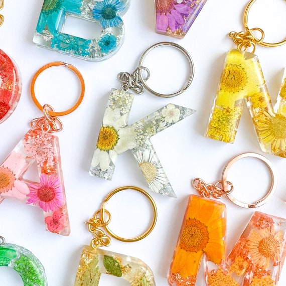 resin monogram keychains