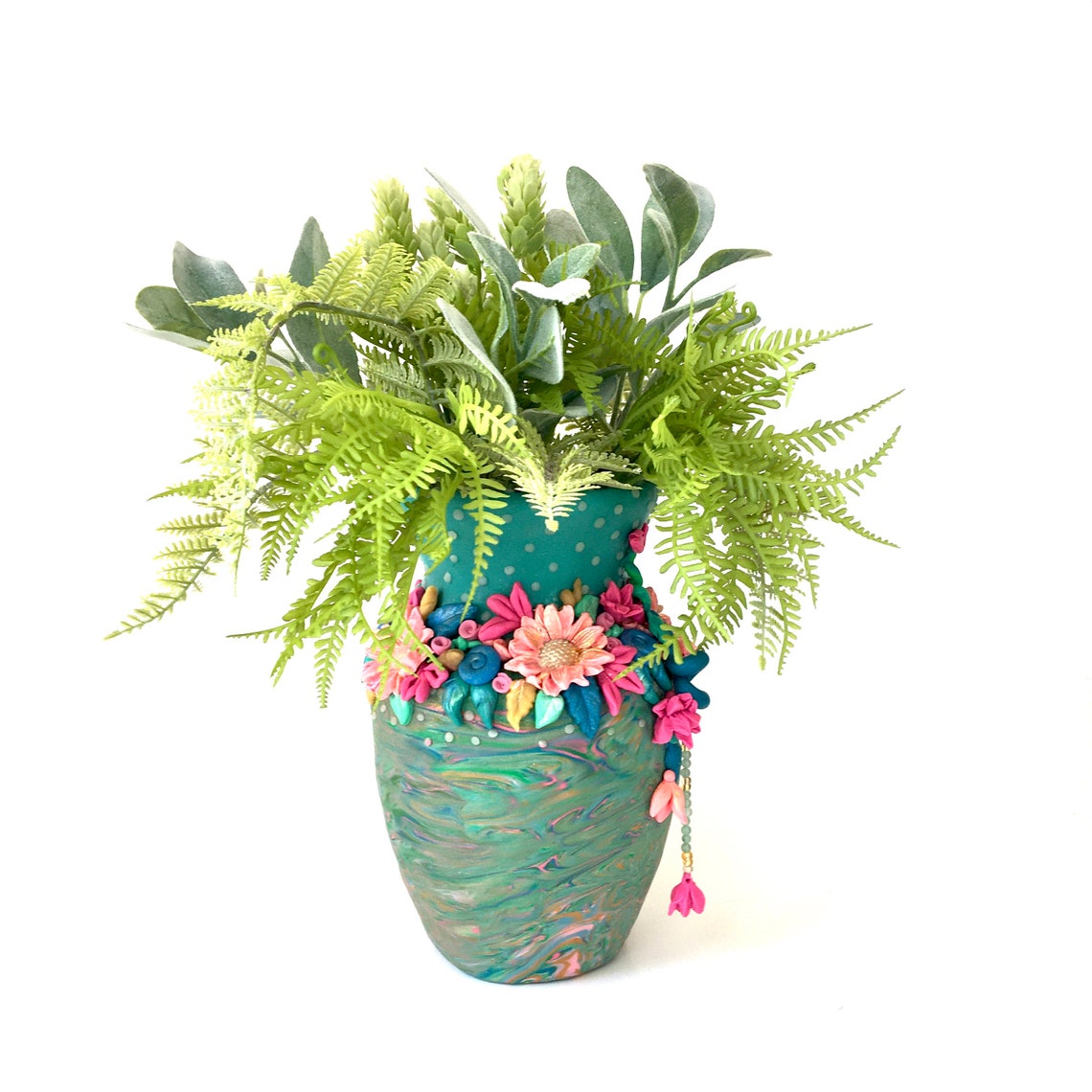 Flower Garden sculpted vase vessel. Pot shelf decor. | Etsy