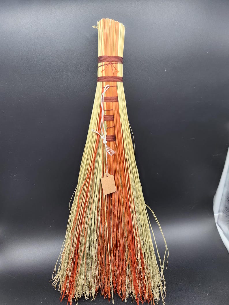 Natural and Orange Handmade Broom - Etsy