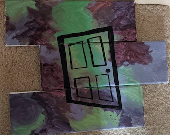 The Distortion acrylic painting triptych inspired by the Magnus Archives