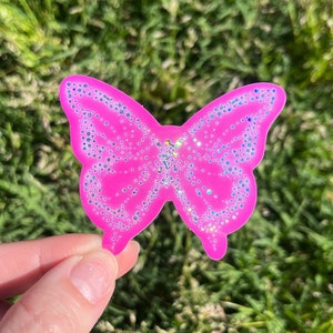 Glitter Butterfly Sticker, Y2k Sticker, Waterproof Sticker, Aesthetic, Computer Sticker, Water bottle Sticker, Car Sticker, Girly Sticker