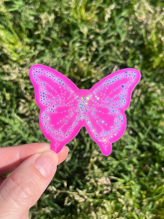 Glitter Butterfly Sticker: Y2k Waterproof Car Decal
