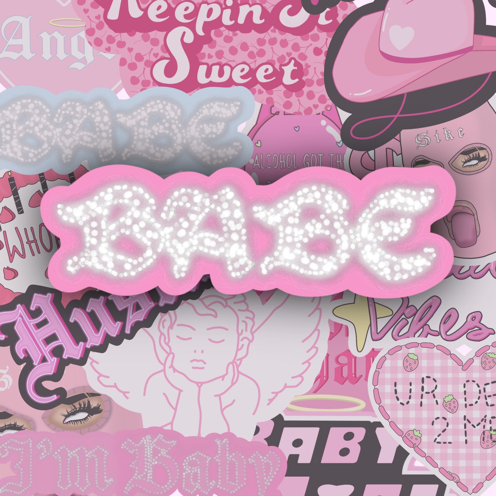 Babe Giltter Rhinestone Quote Baddie Sticker Laptop Decor Etsy