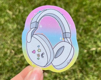 Glitter Headphones Sticker, Y2k Sticker, Waterproof Sticker, Aesthetic Sticker, Computer Sticker, Water bottle Sticker, Car Sticker