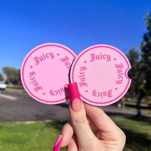 Juicy Car Coasters | Car Accessories | Pink Car Accessories | Car Coaster set of 2 | Girlie Gifts For Women | Cute Car Accessory |