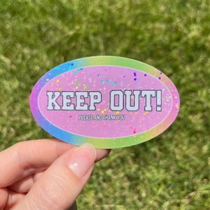 Glitter Keep Out Sticker, Y2k Sticker, Waterproof Sticker, Aesthetic Sticker, Computer Sticker, Water bottle Sticker, Car Sticker, Girly
