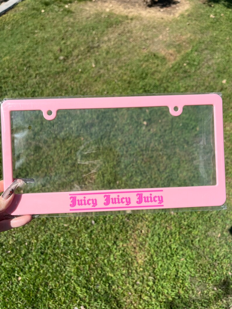 License Plate Frame Pink Juicy Car Accessories Pink Car Etsy