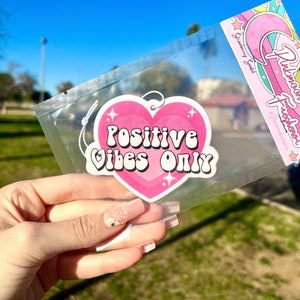 Positive Vibes Only Groovy Freshener, Car Accessories, Car Accessories for Women, Rear View Mirror Decor, Pink Car Decor, Y2k Car Decor