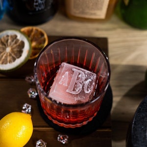 Monogram 2in Custom Whiskey Ice Cube Tray | Personalized Silicone Cocktail Rocks Mold | Gift for Housewarming, Wedding, Birthday, Holiday