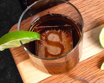 Custom Initial Ice Cube Tray, Your Letter on Whiskey Rocks