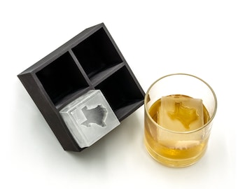 Texas Inverted 2" Ice Cube Tray, Soft Silicone Mold, Whiskey Gift for Home Bar, Mixology Idea, Craft Cocktail Upgrade