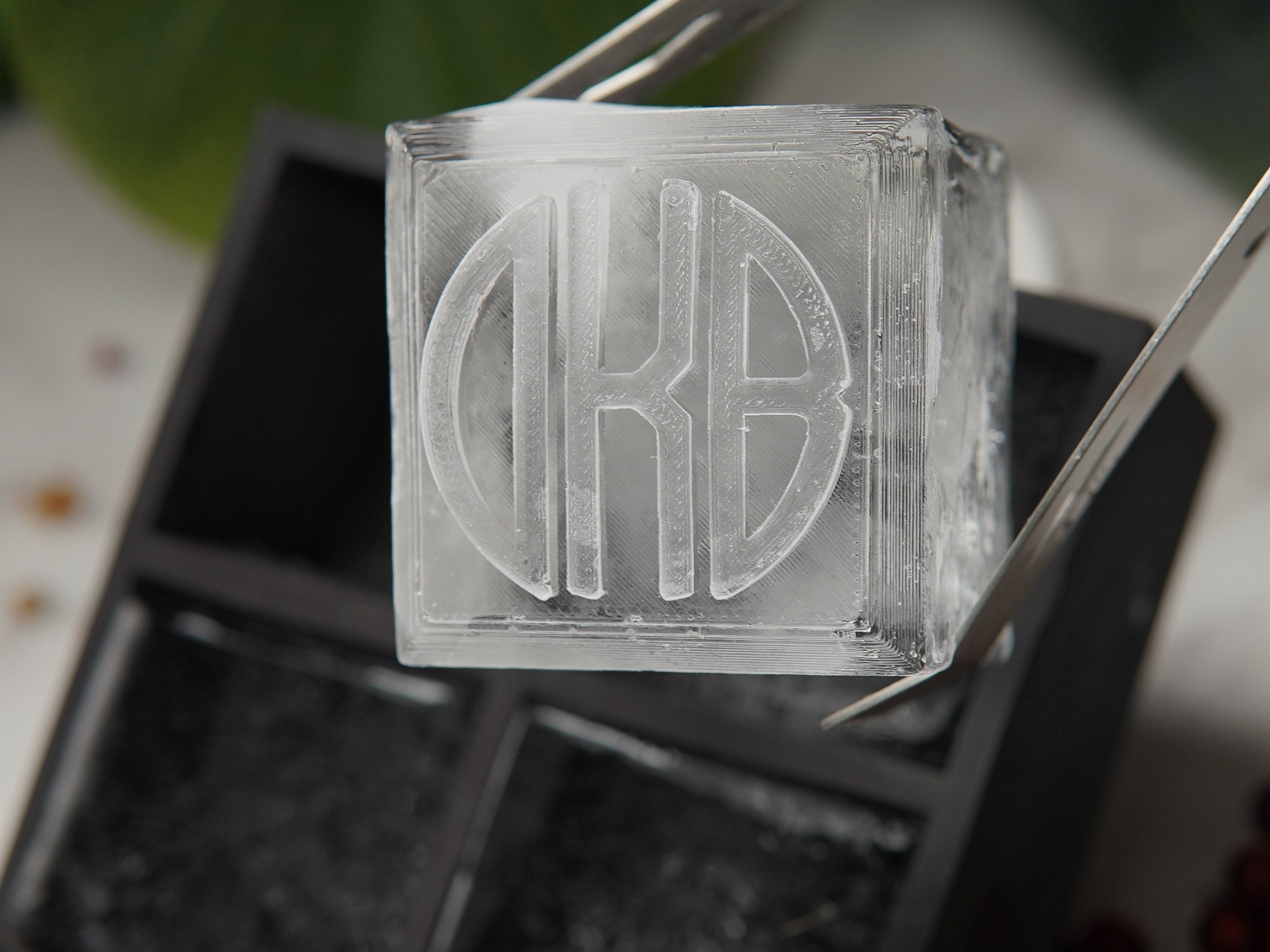 Siligrams Customizable Cylinder Ice Cube Tray - Personalized Custom 2” Cocktail Ice Molds for Whiskey - Bartender Silicone Ice Cube Mold - Monogram