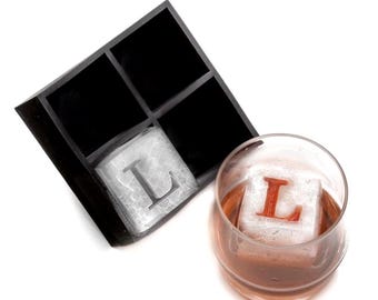 Your Letter Silicone Ice Cube Tray, Vibrant Initials on Rocks, Whiskey Gift