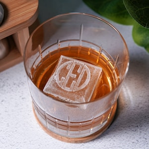 Custom 2-in Monogrammed Whiskey Ice Tray, Personalized Silicone Cocktail Ice Cube Mold, Gift for Him, Silicone Barware, Client Gift image 2