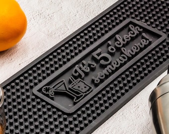 It&#39;s 5 O&#39;Clock Somewhere Large Silicone Bar Mat | Unique Barware Gift | Home Bar Décor | Pub Accessories with Personality | Cocktail Gift