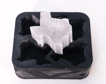 Texas State and Star Whiskey Ice Cube Tray | Texas Silicone Cocktail Ice Mold | State of TX Mold | Ice, Soap, Candy, Candles, Baking