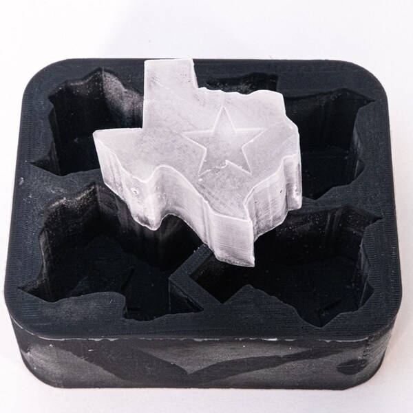 Texas State and Star Whiskey Ice Cube Tray | Texas Silicone Cocktail Ice Mold | State of TX Mold | Ice, Soap, Candy, Candles, Baking