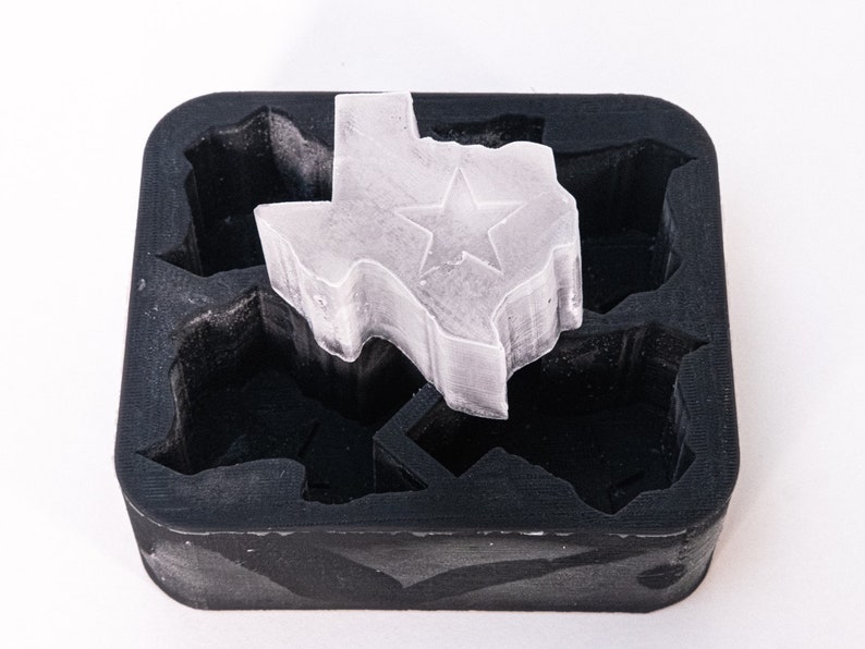 Texas State and Star Whiskey Ice Cube Tray Texas Silicone Cocktail Ice Mold State of TX Mold Ice, Soap, Candy, Candles, Baking image 1